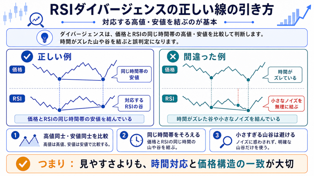 RSIダイバージェンスの見つけ方と正しい線の引き方